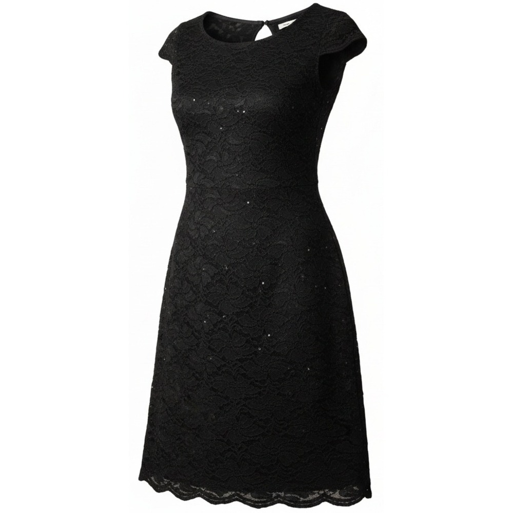 Jump Apparel Wendye Chaitlin Black Short Lined Dress Open Back Cap Sleeve 3/4